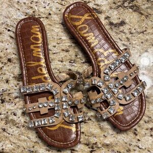 Sam Edelman Crystal Embellished Brown Sandals